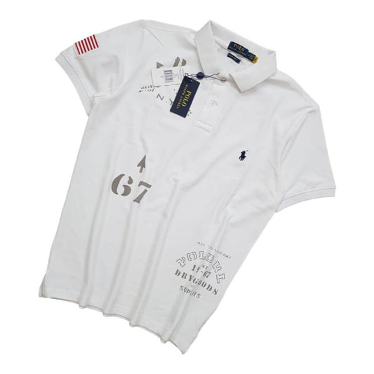 RL Small Pony Digital Printed Polo Shirt White