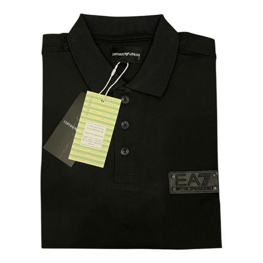 E.A Leather Patch Polo Shirt Black