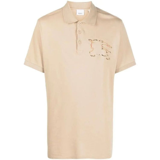 Brberry Check EKD Cotton Piqué Polo Shirt Beige