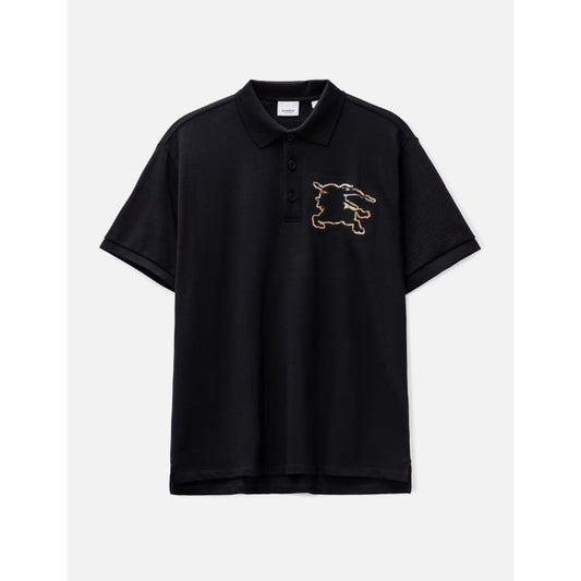 Brberry Check EKD Cotton Piqué Polo Shirt Black