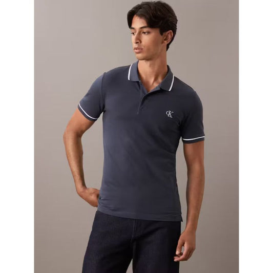 Calvin Kln Jeans Tipping Slim Fit Polo Shirt Zinc