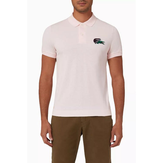 Lcoste Men's Big Multicolour Crocodile Polo Shirt Pink