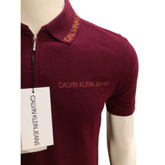 Calvin Kln Organic Cotton Pique Polo Shirt Maroon
