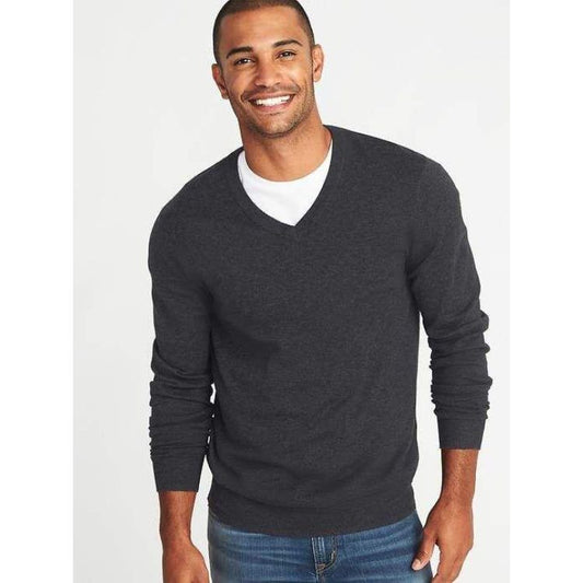 Old Nvy Soft Washed V-Neck Sweater Charcoal