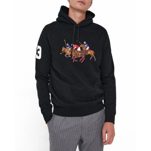 RL Triple Pony Pull Over Hoodie Black