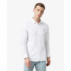 A.X Exclusive Shirt with Jacquard Logo Label White
