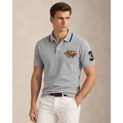 RL TRIPLE PONY CUSTOM SLIM FIT POLO SHIRT GREY
