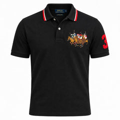 RL TRIPLE PONY CUSTOM SLIM FIT POLO SHIRT BLACK