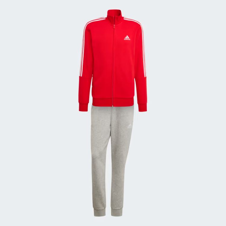Adids Aeroready Essentials 3-Stripes Track Suit Blood Red/Heather Grey