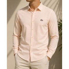 Premium Knitted Button-Down Shirt – Baby Pink