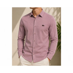 Premium Knitted Button-Down Shirt – Plum