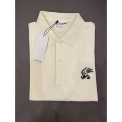 Lcoste Tone on Tone Crocodile Polo Shirt White