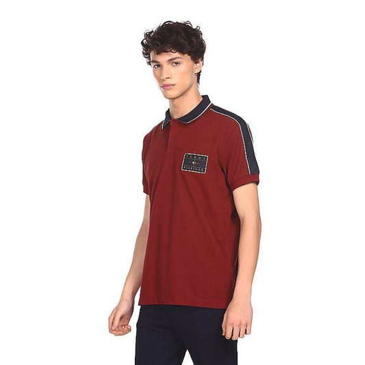 TH Chest Badge Polo Shirt Maroon