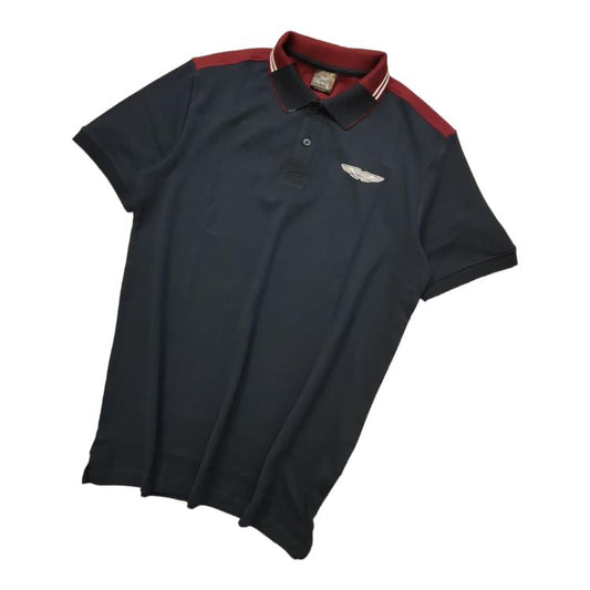HKT Luxury Touch Black with Red Stripe Polo Shirt