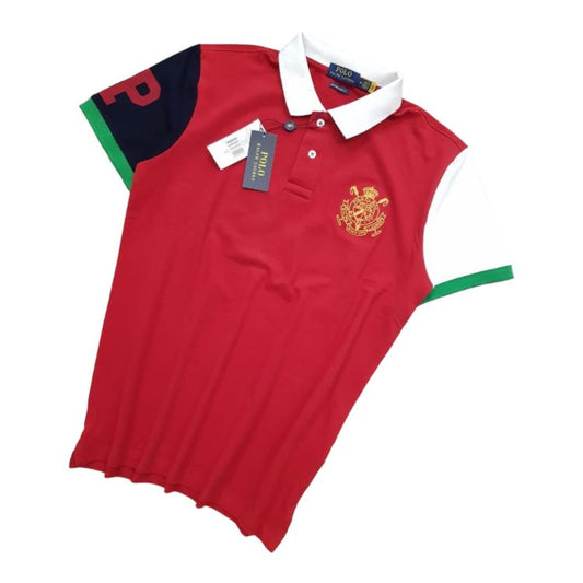 RL Exclusive Colour Block Crest Badge Polo Shirt Red