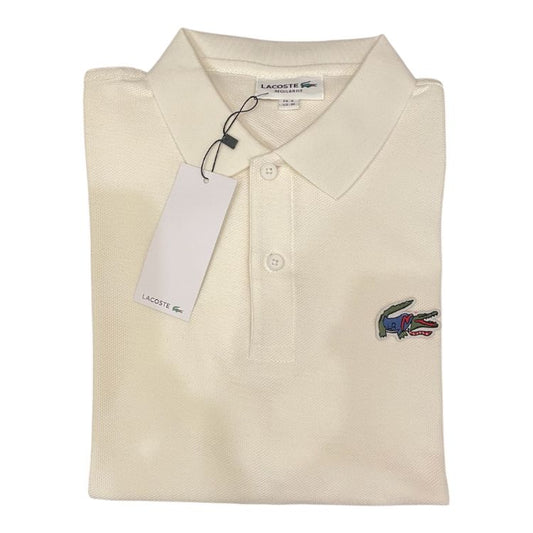 Lcoste Tone on Tone Crocodile Polo Shirt White