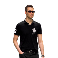 U.S. Polo Assn. Men's Black Pique Polo Shirt