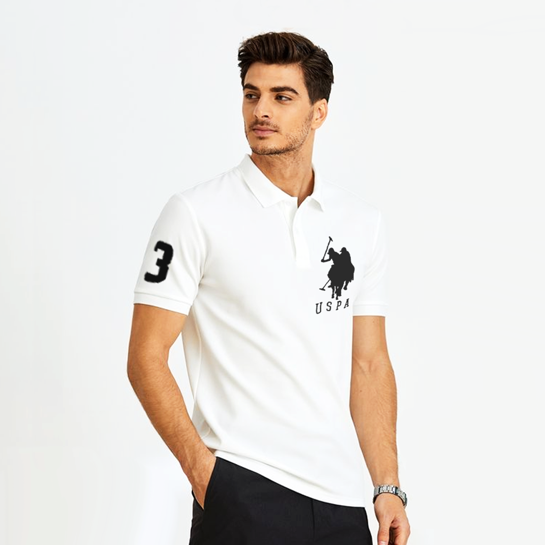 U.S. Polo Assn. Men's White Pique Polo Shirt