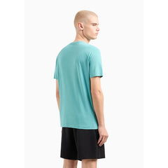 A.X Chest Logo Aqua Blue Crew Neck Tee