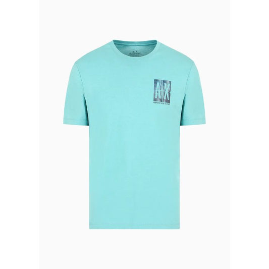 A.X Chest Logo Aqua Blue Crew Neck Tee