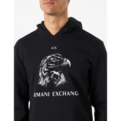 A.X Eagle Logo Embroidered Hoodie Black