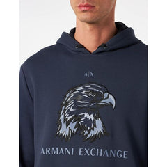 A.X Eagle Logo Embroidered Hoodie Navy