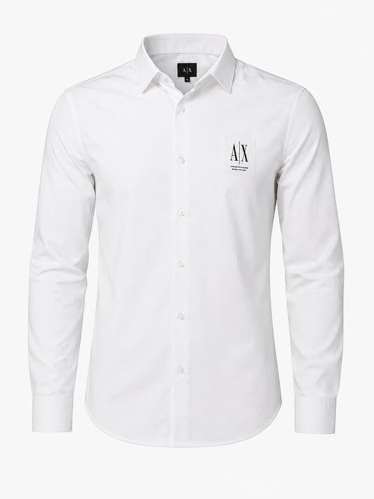 A.X Exclusive Shirt with Jacquard Logo Label White