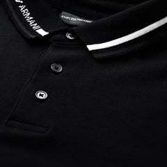 E.A7 Men Navy Solid Collar Branding Polo Shirt Navy