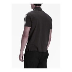 E.A7 Men Shoulder Stripe Embroidered Logo Polo Shirt black