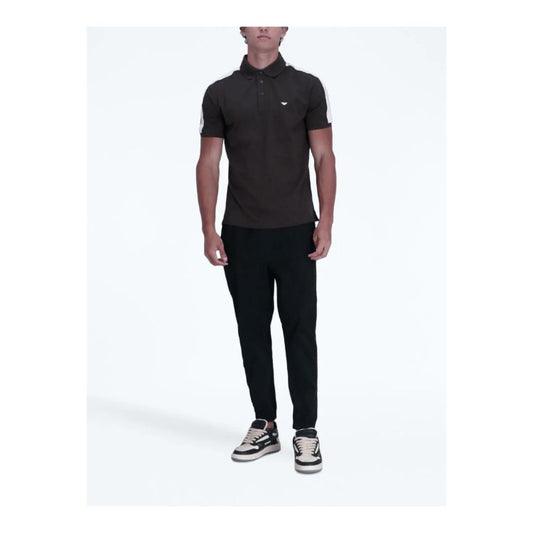 E.A Men Shoulder Stripe Embroidered Logo Polo Shirt black