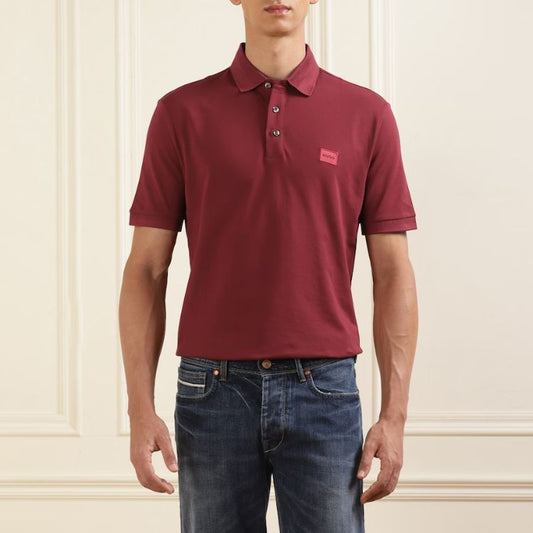 HB Exclusive Solid Red Chest Patch Polo Shirt Maroon
