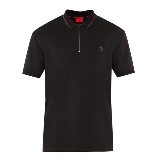 HB Exclusive Black Shiny Stacked Chest Logo Polo Shirt