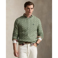 RL Cable Knit Cotton Sweater Green