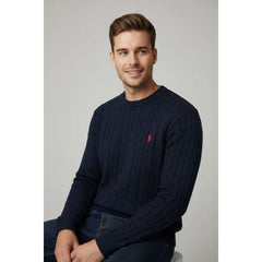 RL Cable Knit Cotton Sweater Navy