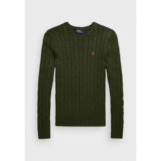 RL Cable Knit Cotton Sweater Olive