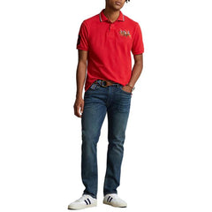 RL TRIPLE PONY CUSTOM SLIM FIT POLO SHIRT RED