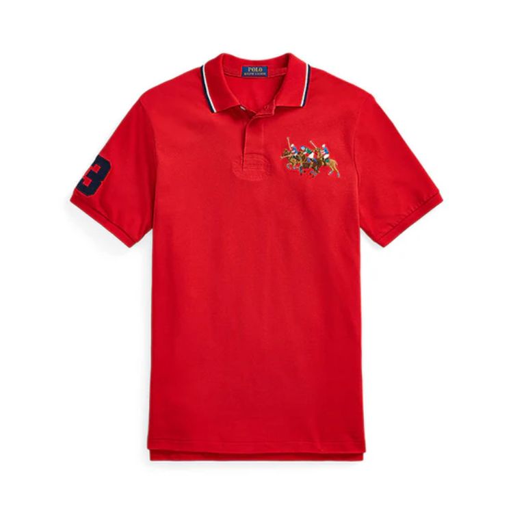 RL TRIPLE PONY CUSTOM SLIM FIT POLO SHIRT RED