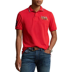 RL TRIPLE PONY CUSTOM SLIM FIT POLO SHIRT RED