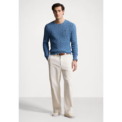 RL Cable Knit Cotton Sweater Sky Blue