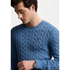 RL Cable Knit Cotton Sweater Sky Blue