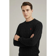 RL Cable Knit Cotton Sweater Black