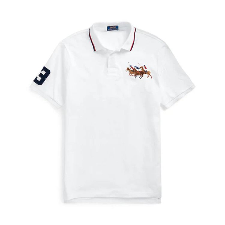 RL TRIPLE PONY CUSTOM SLIM FIT POLO SHIRT WHITE