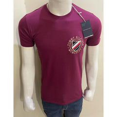 TH Embroidered Logo Crew Neck Tee Burgundy
