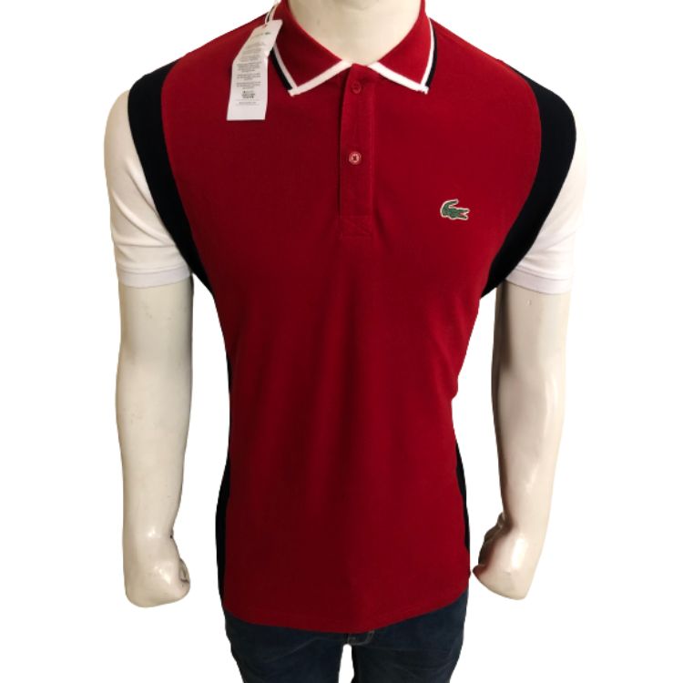 Lcoste Men's Color Block Pique Polo Shirt Red