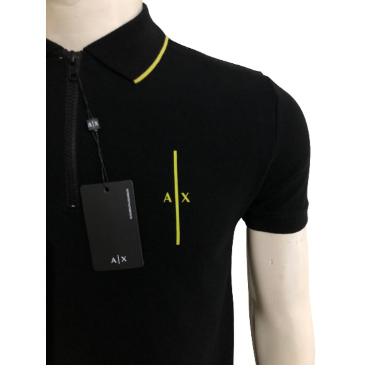 AEX Organic Cotton Pique Polo Shirt Black