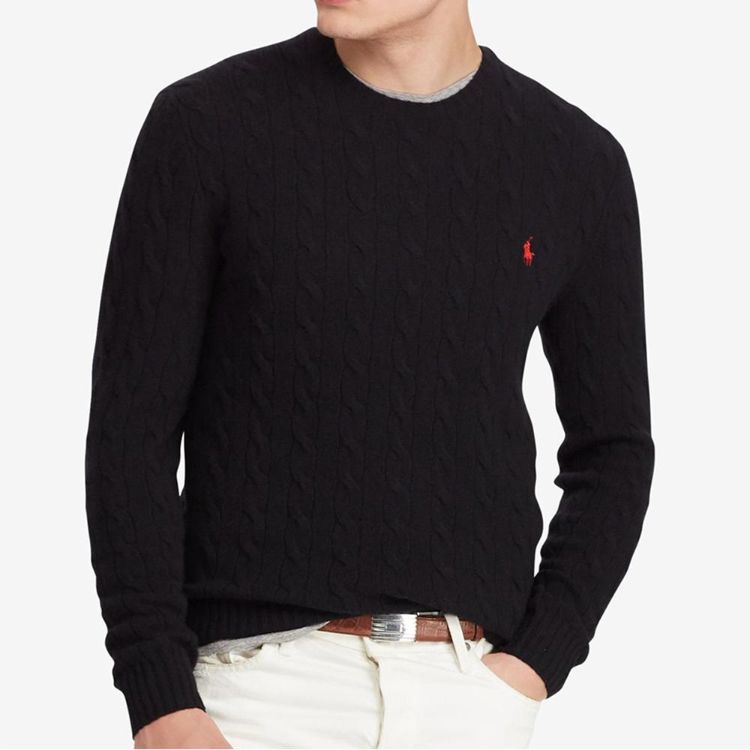 RL Cable Knit Cotton Sweater Black