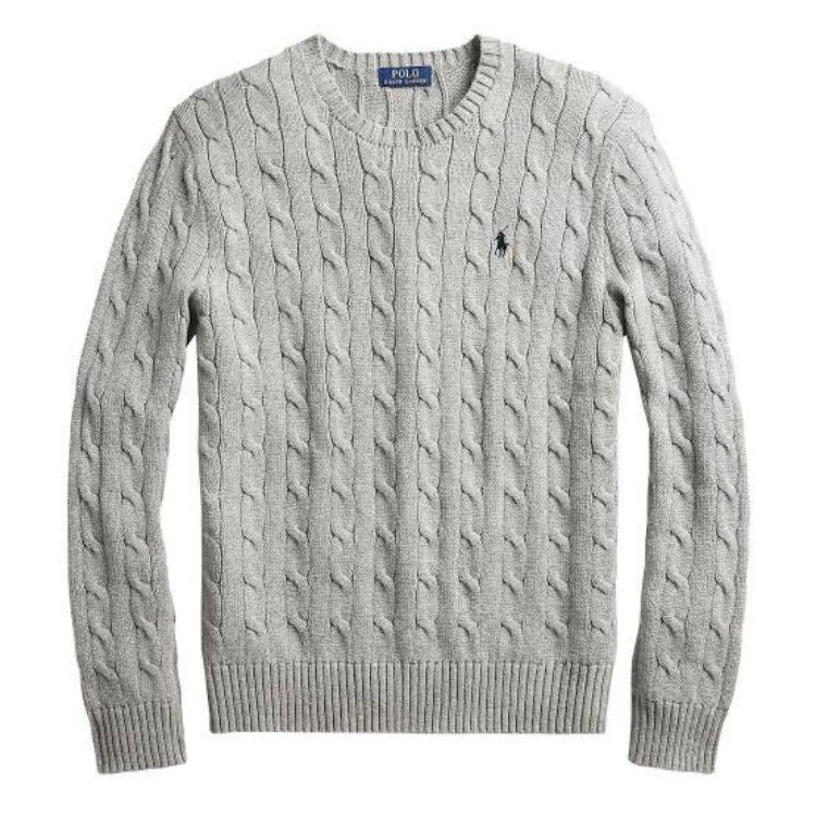 RL Cable Knit Cotton Sweater Grey