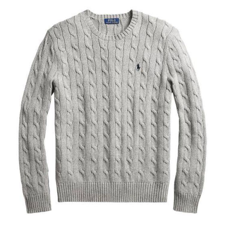 RL Cable Knit Cotton Sweater Grey – brandsporterpk