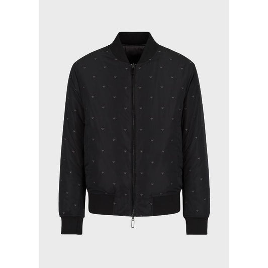 E.A7 Reversible nylon bomber jacket with all-over micro-eagle embroidery