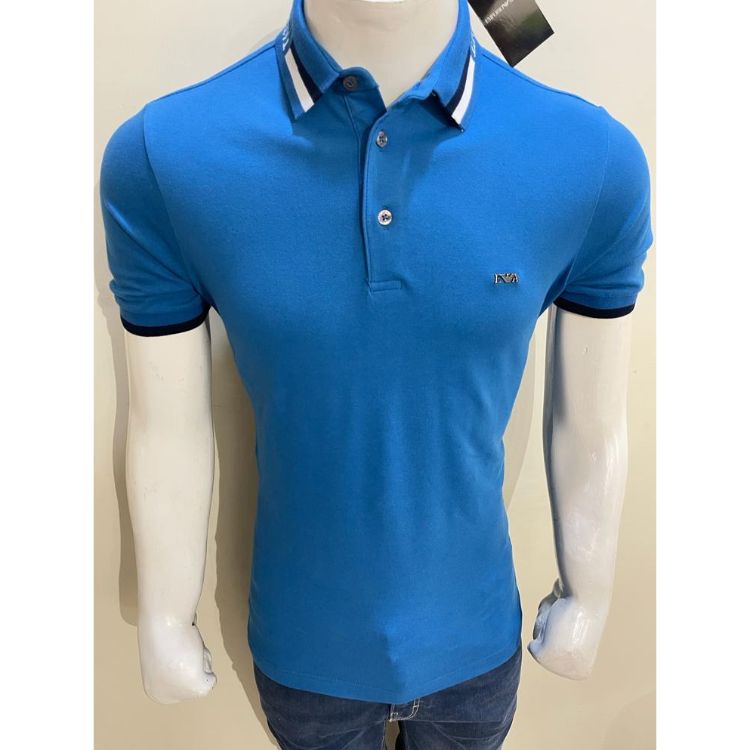 E.A7 Pique Polo Shirt Blue